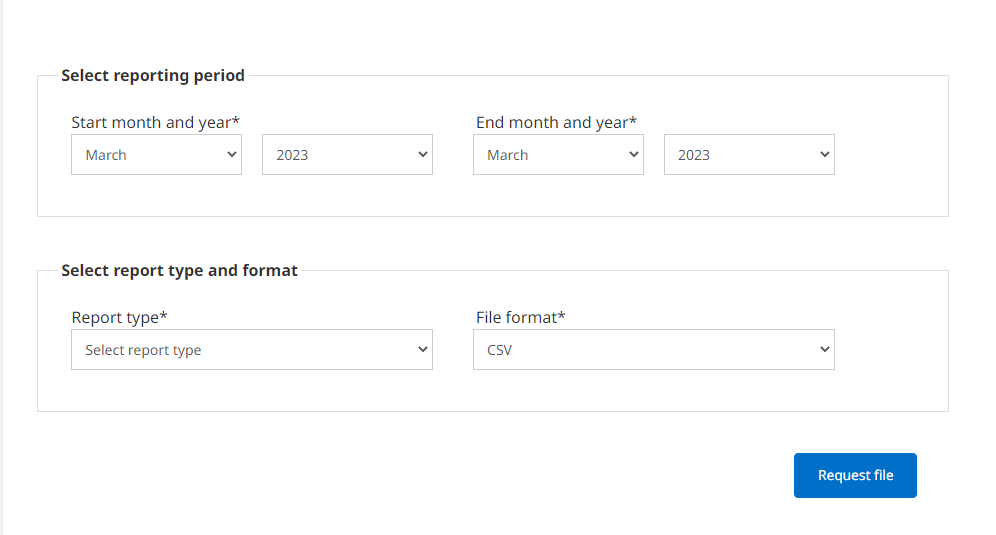 Screenshot showing where to select time period