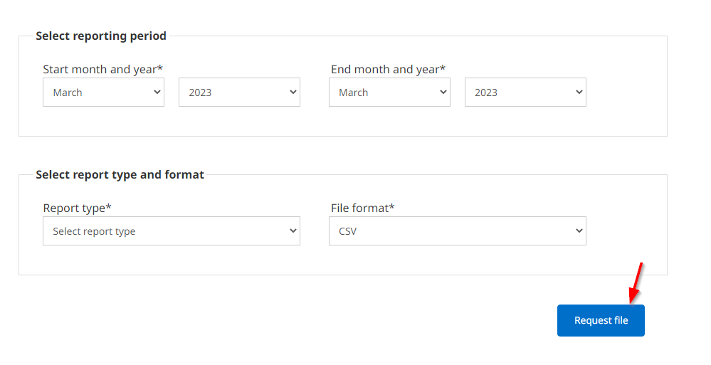 Screenshot showing Request file button