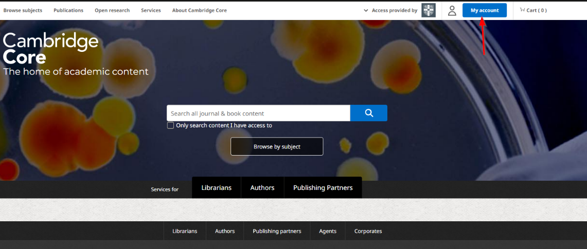 Screenshot showing My account button