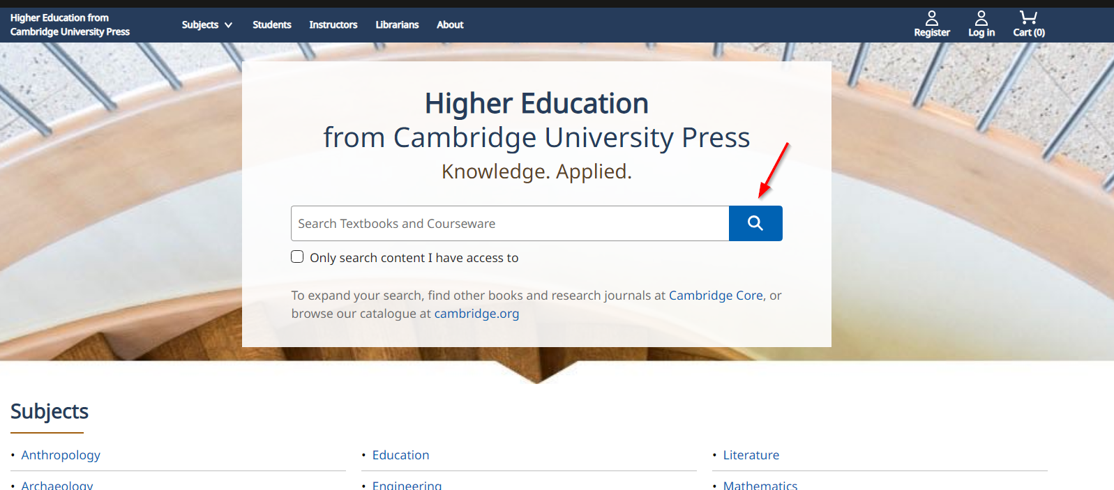 Screenshot showing search option
